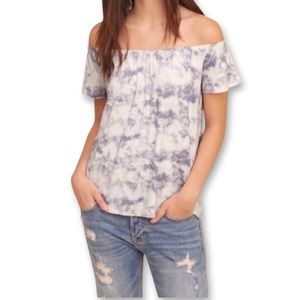 HOLLISTER Purple Tie-Dye Off Shoulder Top Small